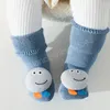 Invierno nuevo suave grueso cálido Terry bebé calcetines lindos dibujos animados recién nacido niño niña calcetines suela antideslizante 0-12 meses calcetines para niños pequeños