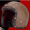 Casques de moto Casque rétro Open Face PU Cuir ABS Motocross City Casual Moto Cafe Racer Équipement de protection