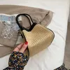 Abendtaschen Mini Weave handgemachte Stroh Unterarmtasche für Frauen Sommer Mode trendige Schulter Handtaschen Picknick Geldbörsen