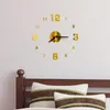 Orologi da parete Orologio effetto specchio acrilico 3D Adesivo fai da te Decalcomania murale Decorazioni per la camera da letto della casa per la decorazione senza batteria