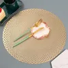 6 4pcs Yuvarlak Placemats Restoran Yemek Masası Buğday Kulak Desen Dekorasyon Mat İçi Boş PVC Yemek Table Biftek Plaka Pad 220627