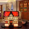 Настольные лампы свадебные декор дома светодиодные светильники Tiffany Vintage Glass Lamp