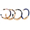 Hoop Earrings Tortoiseshell Circle Resin Acetic Acid Material With Alloy Tube Beads For Elegant Design Women's Party Jewelry