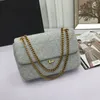 Classic Jamie Quilted Shoulder Bag Women Clutch Handbags Purse Cashmere Fashion Letters Knitting Bronzed Metal Lady Flap Crossbody Bags 24cm