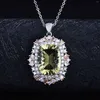 Pendentif Colliers Foydjew Avancée Personnalisée Bijoux Coupe Citron Jaune Cristal Simulé Améthyste Topaze Pierre Collier