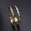 Hoop Earrings Fashion Big Pave Luxury Heart Round Geometry Clear Shiny Cubic Zirconia Gold Color Women Party Jewelry CZ