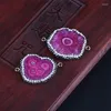 Colliers pendants Big Geode rose Quartz Crystal Stone Slice Perle Pave Risestone 2 Boucle Connecteur Charme Bijoux DIY DIY