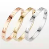 Bangle letter bangle armband Schroefarmbanden Schroevendraaier Titanium Staal Goud belcher Zilver 4CZ manchet voor Dames Heren feest 8442249