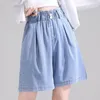 Jeans femme ciel soie Denim Shorts femmes 2022 été mot taille haute coupe ample glace pantalon droit jambes larges cinq jambes