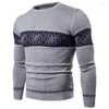 Men's Sweaters Autumn Men's Sweater Fashion Printing Wear Long Sleeved Slim Knit Jumper Warm Stage Singer Costumes