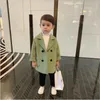 Jacken Winter Grid Jungen Mädchen Woolen Zweireiher Baby Trenchcoat Revers Kinder Oberbekleidung Wollmantel Kleinkind Herbst Kleidung