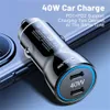 40W Dual PD -billaddare Typ C QC30 Car Phone Charger Fast Charging för iPhone 14 13 12 Pro Max Xiaomi Samsung S21 Huawei5612504