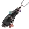Pendant Necklaces Wire Wrapped Faceted Crystal Stone Natural 7 Chakra Gravels Charms For DIY Necklace Jewelry Making