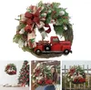 Juldekorationer est krans i form av en röd lastbil för ytterdörrväggdekoration 12 tum kransar hängande ornament