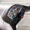 豪華なメンズメカニクスウォッチwristwatchビジネスレジャーRM68-01自動メカニカルウォッチブラックセラミックテープトレンドメン