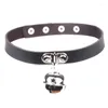 Halsband Charme PU Leder Kleine Glocke Halskette Punk Stil Frauen Drehmomente Gothic Party Club Kreuz Schmuck