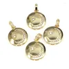 Anhänger Halsketten 10pcs CZ Mikro Pave Cresent Mondstern auf runden Anhänger/Zauberkubikzirkonia Charme Halskette Armband