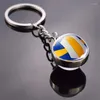 Keychains Fashion Glass Ball Pendant Keychain Sport Style Basketball Football Volleyball Tennis Pojkvän Födelsedag Christmas Gift