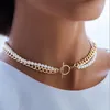 Choker Boho Style OT Buckle Necklace Pearl Women's Double Jewelry Collar Collares Para Mujer Wedding Party Gift