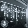 Strings 4M LED Świąteczne światła Wróżka Snowflake String Droop Curtain Garland 8 -Mode Dekoracja na rok domowy