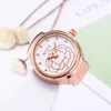 Montres-bracelets Mode Rose Or Cadran Quartz Analogique Montre Créative En Acier Cool Élastique Bague Femmes Hommes Unisexe Relogio