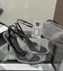 Sandali trasparenti in PVC con tacco alto Scarpe con tacco alto Diamanti lucenti da donna con funzione di massaggio indoor del designer 35-43