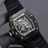 럭셔리 남성 기계공 시계 손목 시계 비즈니스 레저 RM055 자동 기계식 블랙 카본 섬유 테이프 남성