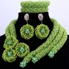 Set orecchini collana Dudo Store Gioielli da sposa nigeriani Braccialetto di gioielli da sposa africani verdi Fiore fatto a mano