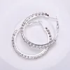 Luxury Crystal Diamond Hoop Earrings for Women Rhinesstone Round Circle Clip On Earring Fashion Jewelry 4CM