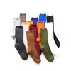 Sports Socks Mid Tube Cotton Stripe Ladies Pile Autumn Winter Color pura para mulheres Ciclismo de futebol respirável