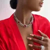 Choker ijsje uit Miami Cuban Link Chain CZ Bracelet Green Blue Red Color Stone verhard voor vrouwen Hip Hop Fashion Punk Necklace Sieraden