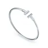 christening bangle Bangle of Stainless Steel Jewelry Letter T Wire Bracelets for Women Pulseiras Adjtable268G