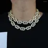 Tour de cou glacé Bling 5A Baguette Cz collier cubain couleur argent broche de verrouillage lien chaîne Hip Hop hommes garçon bijoux en cuivre