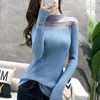 Women's Sweaters Sexy European Spring Autumn New Fund Net Yarn Splicing Nap Long-Sleeve Sets Women Cultivate V-Neck Morality Top Pullover Sweater T221019