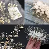 Headpieces 1 PC Trendy Crystal Hand Woven Fabric Flower Rice Bead Hair Comb Mori Super Fairy Insert Accessory