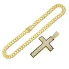 Pendanthalsband Hip Hop Punk Bling Iced Out Full Rhinestones Cuban Chain Gold Silver Color Cross Necklace For Men Women Rapper Jewelry