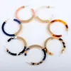 Hoop Earrings Tortoiseshell Circle Resin Acetic Acid Material With Alloy Tube Beads For Elegant Design Women's Party Jewelry