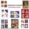 Christmas Stamp Post US Flag For Envelopes Thank You Letters Postcard Office Mail Supplies Cards
