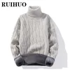 Men's Sweaters RUIHUO Fleece Turtleneck Sweater Men Fashion Streetwear Winter Clothes Turtle Neck Men Sweater 2XL 2022 New Arrivals T221019