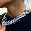 Choker Hip Hop Iced Out Bling 3 Row Cubic Zirconia Cuban Link Chain Necklace For Mens Fashion Big Heavy Spiked Symped Jewelry