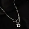 Chaînes 316L Titane En Acier Inoxydable Inserts Pas De Fading Chaîne Haut De Gamme Bijoux Étoile Collier De Mode Charme Lumière De Luxe Cadeau Femmes