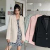 Women's Suits Casual Blazer For Women 2022 Elegant Double Breasted Female Pink Jackets Polyester Black Korean Coats Clothes