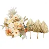 Party Decoration Artificial Flower Display Holder Palm Fan Bouquet Garland Shiny Gold Plinth Table Stand Floral Arch For Backdrops