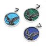 Anhänger Halsketten Naturstein Blaue Türkise Lapislazuli Legierung Adler Charms Für Schmuckherstellung DIY Halskette Größe 33x37mm