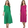 Robes décontractées 2022 printemps femmes élégant a-ligne robe solide automne tunique trois quarts manches lâche coton grande taille