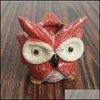 Garden Decorations Lovely Succent Plant Pot Ceramic Owl Shapes Cactus Flowerpot Handmade Flower Planter For Garden Home Desktop Deco Dh80X