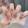 False Nails Glitter 스팽글 분리 가능한 인공 매니큐어 도구 착용 가능한 가짜 짧은 둥근/스퀘어 헤드 네일 팁