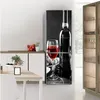 Graue coole Tapete für Kühlschrank, Schafschädel, Wein, selbstklebender Vinyl-Aufkleber, Küche, Kühlschrank, Dekoration, Aufkleber, Wandgarderobe 220607