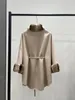 LP Cashmere Double Women Salzburg Cape Coat Free Size 양모 및 마우스 모피 보이지 않는 허리띠 루프 스티치