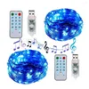 Strings Battery/USB Operated Music Sound Control String Fairy Lights 5M 500LED/10M 100LED Silver Wire Christmas Garland med avl￤gsna